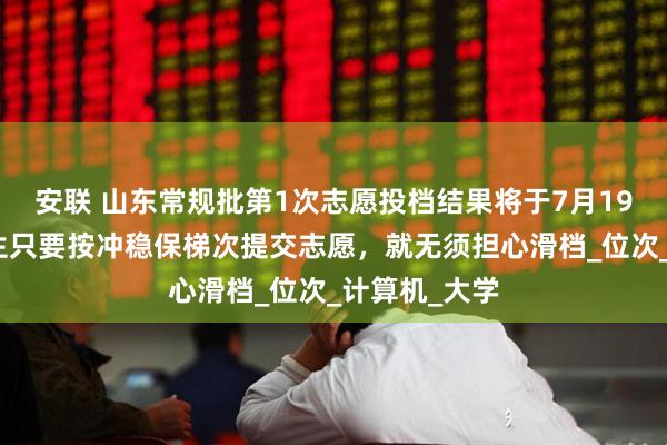 安联 山东常规批第1次志愿投档结果将于7月19日发布，考生只要按冲稳保梯次提交志愿，就无须担心滑档_位次_计算机_大学